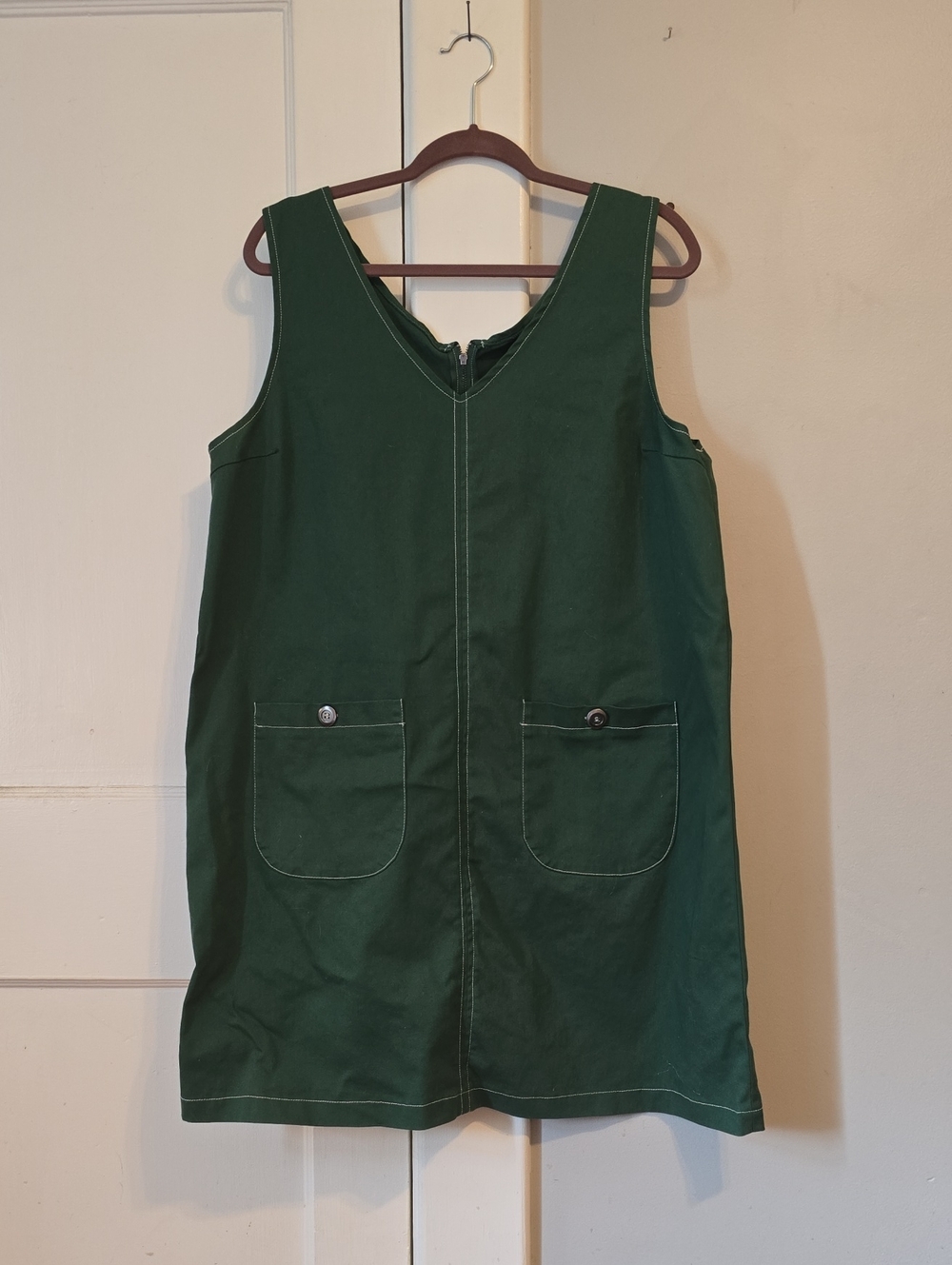 ModCloth Forest Green Sleeveless Pinafore Sheath